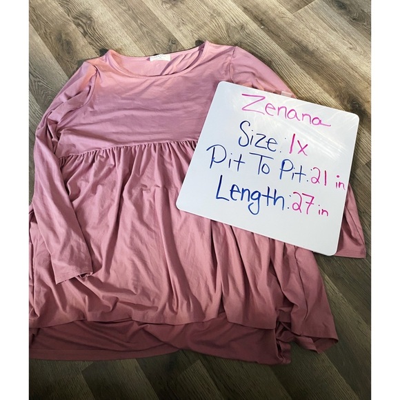 ZENANA Dusty Rose Babydoll Top - Picture 9 of 10